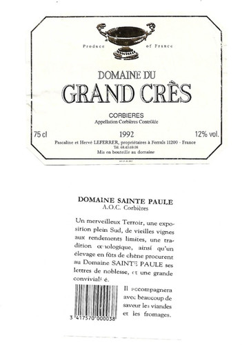 Etiquette vin corbières - etiquette,
