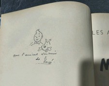Dédicace Hergé Tintin L Etoile Mystérieuse B21 de 1957 Moyen Imprimé Ou Tampon ?