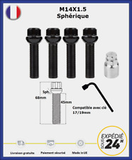 Vis antivol de roues M14X1.5 noir assise sphérique filetage 45mm