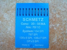 AIGUILLES MACHINE A COUDRE INDUSTRIELLE (x10) schmetz 20 : 05  70/10 comme neuf