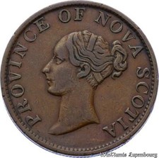 B2605 Scarce Canada Nova Scotia 1/2 Penny Victoria 1843 ->Make offer
