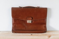 Ancien Cartable en Cuir Marron
