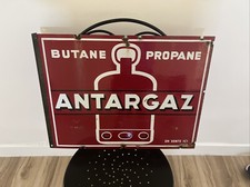 Magnifique plaque émaillée antargaz double faces dans son jus vintage 45x60