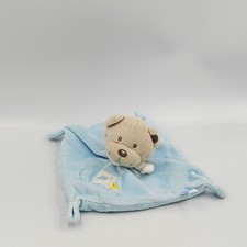Doudou plat carré ours bleu