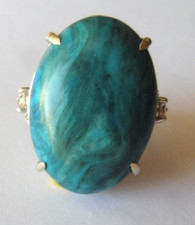 Bague en Turquoise Sud-Africaine- réglable-38.Cts- Surélevée- Argent massif