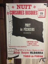 AFFICHE BIARRITZ  NUIT DES CORSAIRES ANNEES 60 