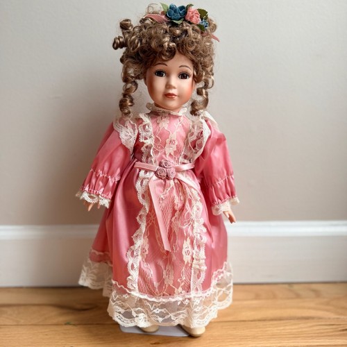 Vintage porcelain doll pink - vintage,