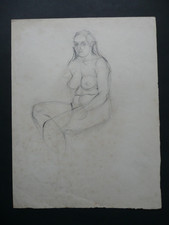 ECOLE FRANCAISE - ETUDE DE NU FEMININ - DESSIN ORIGINAL MINE DE PLOMB - CURIOSA