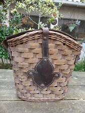 Panier ancien Osier et Cuir Panier à vélo pour le marché manque 1 sangle Vintage