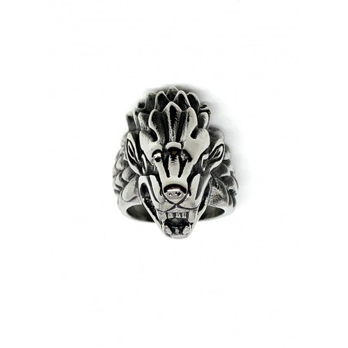 Bague loup acier - loup, en