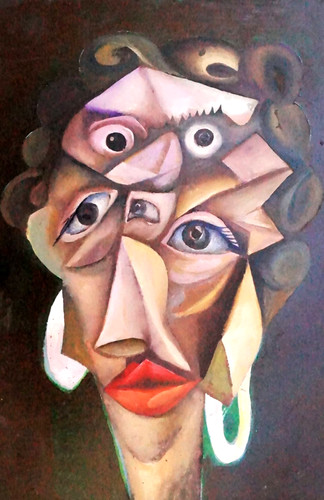 Une femme regarde dans - une, se