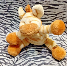 ? NOUKIES MINI DOUDOU PELUCHE ZEBRE CREME BEIGE MARRON 18CM PARFAIT ETAT