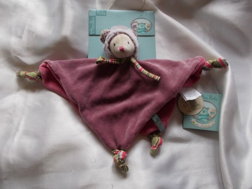 Doudou souris parme carré - doudou,