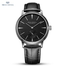 SEA GULL Montre homme Automatique Couleur Full Black Bracelet Cuir