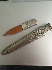 Ancien étui à crayon à papier en métal argenté