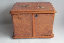 Coffret loupe de bois marqueterie Hirondelles Art Déco (74974)