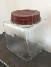 ANCIEN GRAND BOCAL À BONBONS CARRÉ COUVERCLE BAKÉLITE  ÉPICERIE CONFISERIE