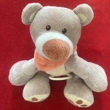 ?? doudou peluche ours beige musical Attache Tétine NATTOU 31cm État NEUF