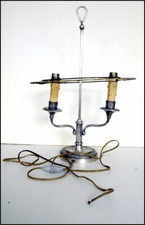 LAMPE DE BUREAU  "BOUILLOTTE  "OVALE STYLE  EMPIRE  EN BRONZE ARGENTE  