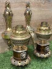 Paire d’appliques murales anciennes laiton doré têtes de lion XIXe