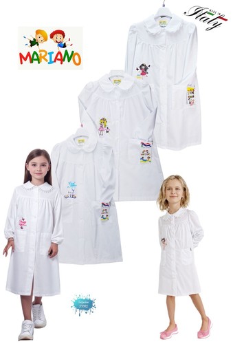 Tablier fille blanc brodé - blanc,