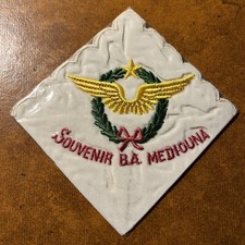 France Aviation Brevet Pilote Mouchoir Brode Souvenir B.A. Mediouna Algérie 18cm