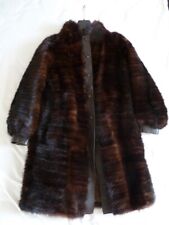 Ancien manteau de fourrure femme en vison véritable et cuir vintage 1960