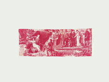 Morceau de toile de Jouy français du XIXe siècle anciens vintage antique, Tissus