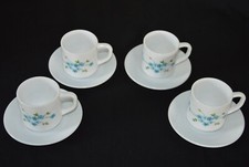 Lot de 4 tasses à café ARCOPAL Myosotis Veronica bleu vintage années 70's
