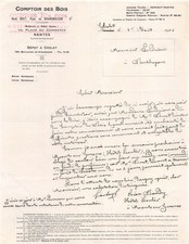 Facture   1925 COMPTOIR DES BOIS A NANTES - M. PERDRIAU A BERTHEGON