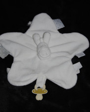 Doudou plat cheval âne NOUKIES NOUKIE'S blanc poudre d'étoiles tétine NEUF