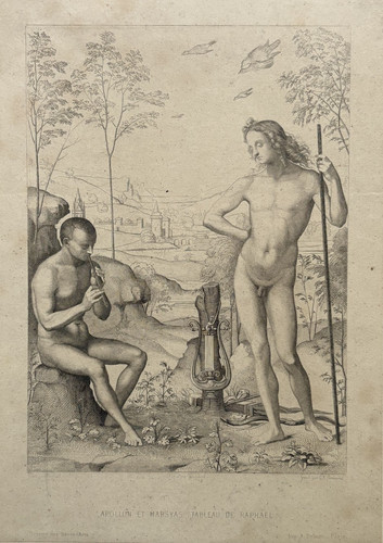 Apollon marsyas gravure - apollon,