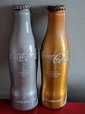 2 flacons vide coca cola Daft Punk doré et argenté 