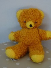 DOUDOU OURS  PELUCHE VINTAGE ROUX ORANGE ET JAUNE 23 CM