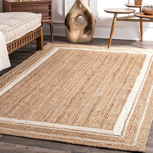 Tapis beige blanc - blanc, rectangle