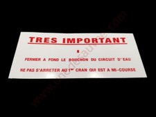 AUTOCOLLANT STICKER LIQUIDE DE REFROIDISSEMENT PEUGEOT 309 205 GTI CTI RALLYE