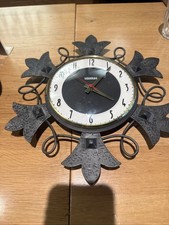 horloge pendule Bayard France vintage 1970 Quartz Non Fonctionnelle Fer Forgé