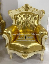 Chaise Fauteuil Allemagne Trône Baroque Ivoire Or Faux Swarovski AL4227