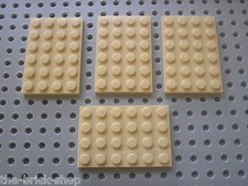 4 Plaques LEGO Tan Plate 4 x 6 ref 3032 / set 6210 7898 7621 7110 4512 7115 7194