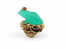 BAGUE EVA SEGOURA GRENOUILLE T52 MONTURE OR JAUNE 18K 53.3GR DIAMANT RUBIS RING