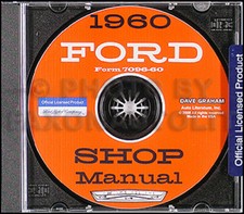1960 Ford Voiture Atelier Manuel CD Fairlane Galaxie Sunliner Starliner Wagon