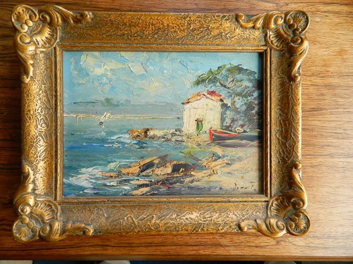 Ancien tableau marin - ;, huile