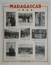 Madagascar 1952 Affiche Originale Afrique Océan Indien Colonie