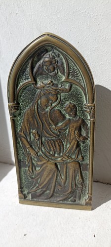 Plaque bronze vierge à - bronze,,