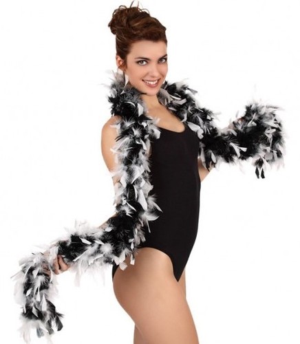 Boa plumes noir blanc - plumes, et