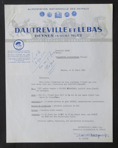 Facture 1955 dautreville lebas - facture,