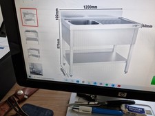 Evier - 1200x600mm - avec fond & 1 bac à gauche Inox