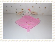 ⑩ - Doudou Semi Plat  Lapin Rose Blanc Crème  Papillons Rubans  Sucre d'Orge