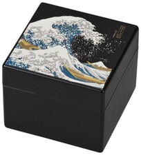 Yamanaka Urushi Accessoire En Laque Japonaise Boîte Miroir Vague Fuji Japon