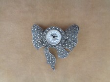 ARGENT 925 - MONTRE QUARTZ = RARE ENSEMBLE BROCHE ANCIENNE PORTE-MONTRE